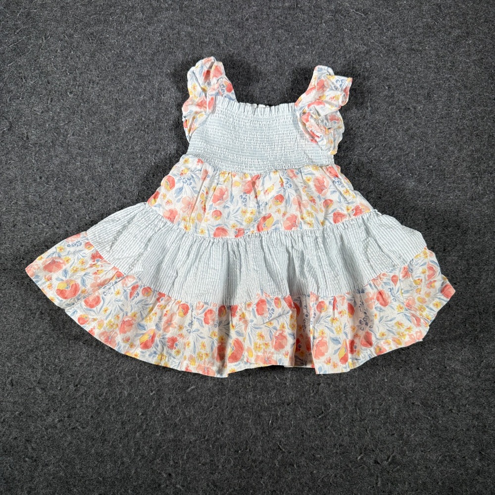 Tommy Bahama Baby Girl Floral Seersucker Smocked Tiered Dress 18M Multicolor